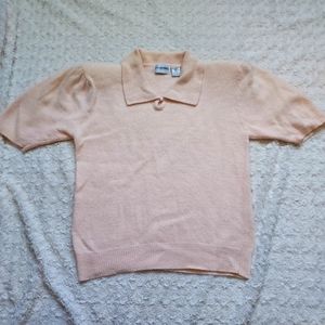 Vintage Yarn Works Peach Lambswool Angora blend knit top Large Academia
